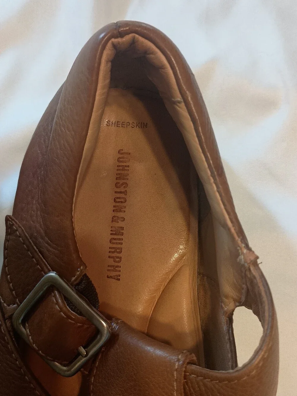 Johnston & Murphy Men's Tan Sheepskin Fisherman Shoes Size 10M